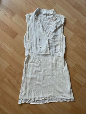 Vintage Y2K Wrangler Cream Sleeveless V-Neck Button Front Dress